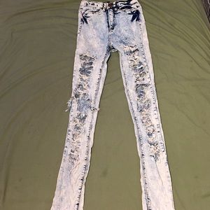 Retro Acid Wash High Rise distressed Jeans